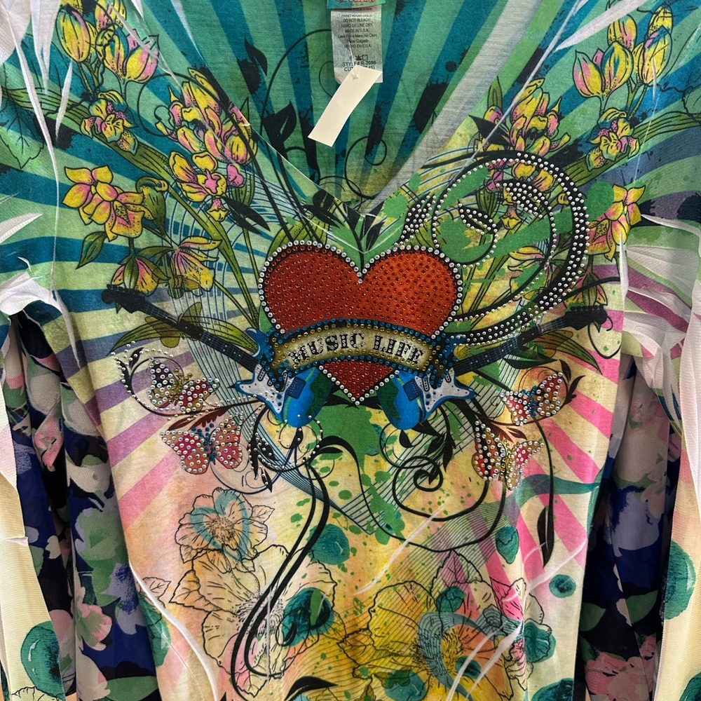Multi-coloured vintage y2k long sleeve shirt #y2kfashion